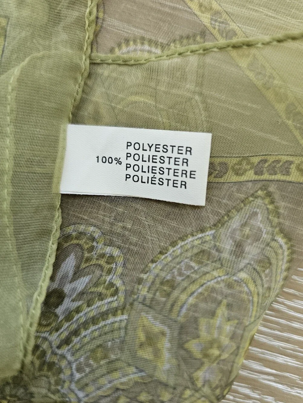 Made In Italy Vintage Olive Green Paisley Square Scarf Sheer Bandana 20x20​